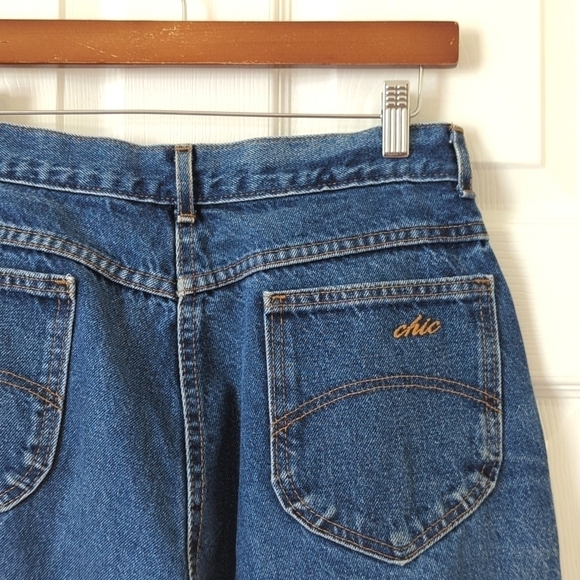Chic 80's Vintage Dark Wash High Waisted Relaxed Fit Tapered Leg Mom Jeans 14 - Picture 12 of 13